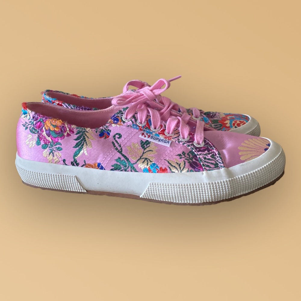 Pink Embroidered Superga | W | Sz. 8